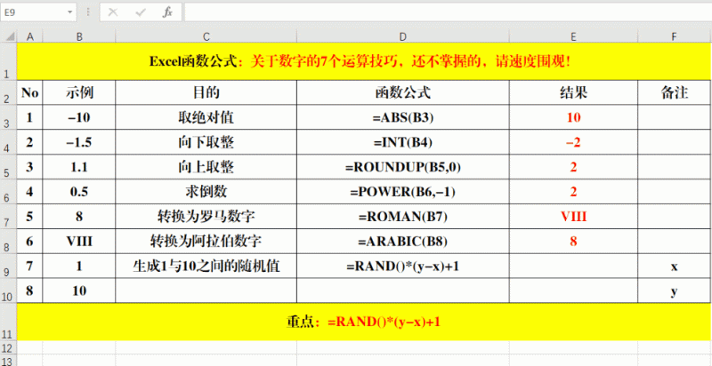 excel随机生成范围内小数（函数公式）